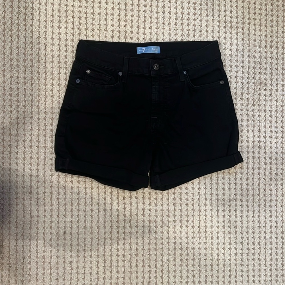 7 For All Mankind Black Jean Shorts
